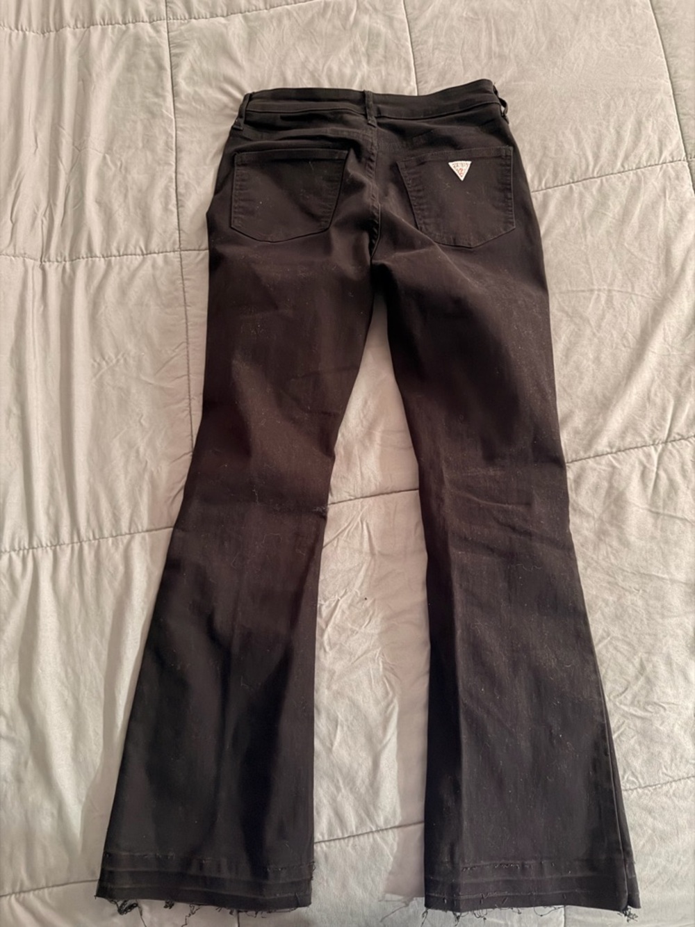 Black Guess Women's Bootcut Jeans with Back Pocket Triangle Logo